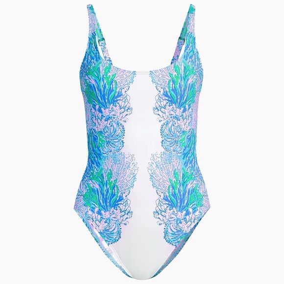 NWT Lilly Pulitzer Brin Scoop Neck One Piece Swimsuit - Las Olas Aqua - Picture 5 of 16